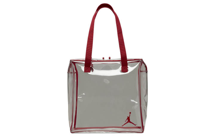 Jordan Jordan Transparent Thermoplastic Polyurethane Tote Bag, Shopping Bag, One Shoulder Bag Handbag Large Unisex Red
