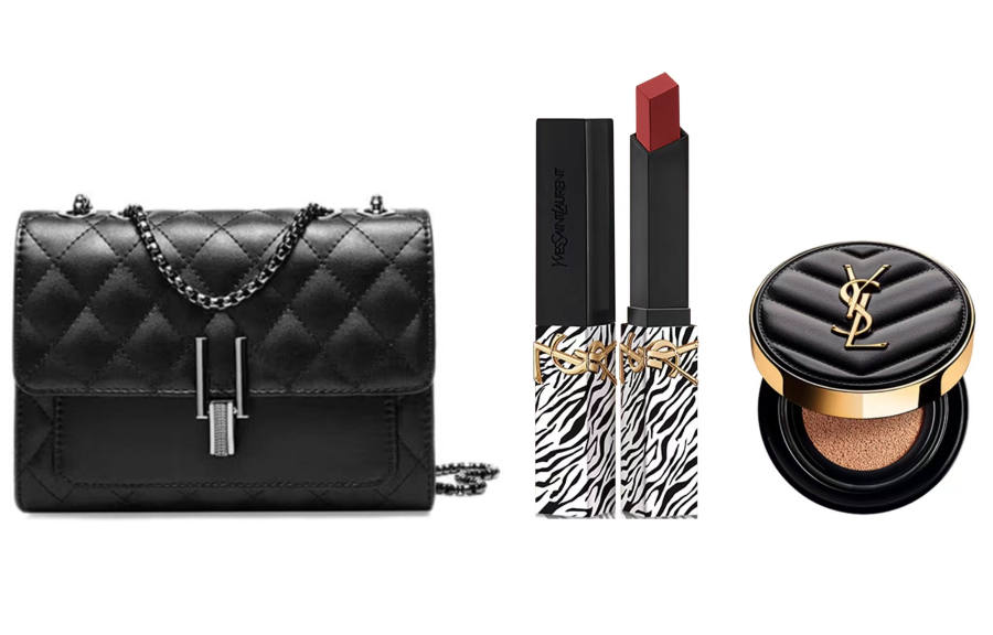 SAINT LAURENT Lipstick Makeup Set Chanel Inspired Bag Easy to Blend Natural Long Lasting Complexion