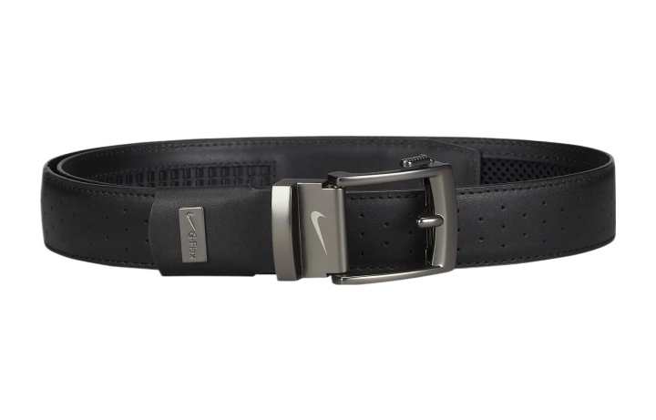 Nike Nike Logo Pin Buckle Leather Belts Unisex Black Width 3.5cm