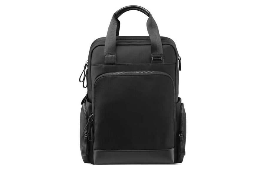 SAMSONITE Fabric With Cow Leather Laptop Bag, Travel Bag, Backpack Men's Black