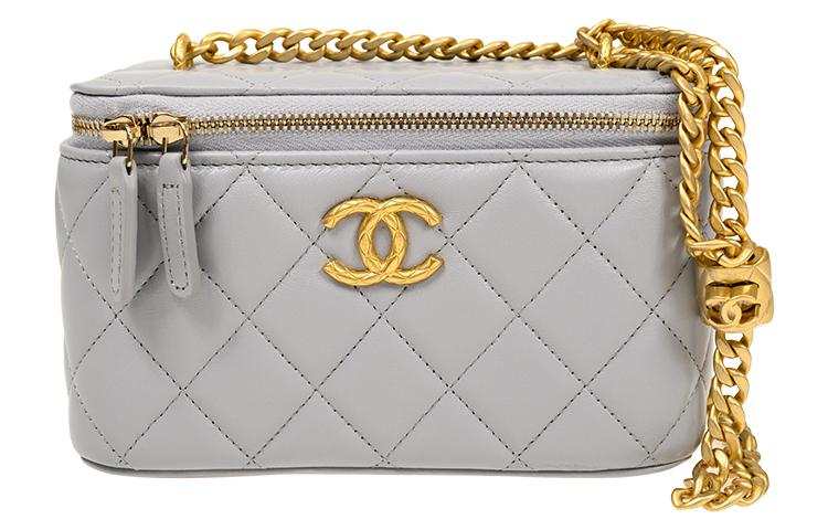 CHANEL Sheepskin Crossbody Bags Women's Gray