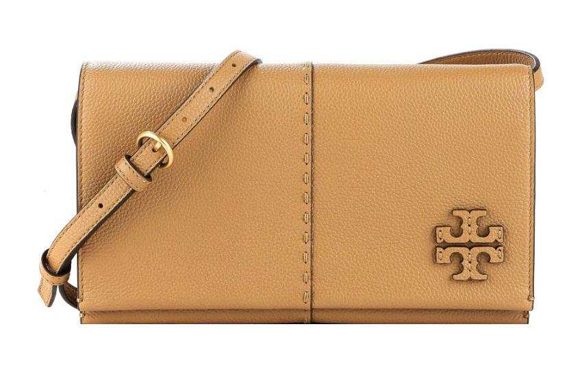 TORY BURCH McGraw Pebbled Leather Crossbody Bags Women's Brown