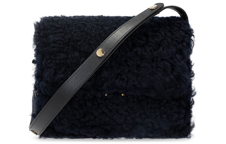MARNI Trunk Calfskin Lambskin Handbag, Shoulder Bag Women's Marine Blue