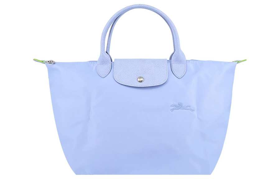 LONGCHAMP Le Pliage Green Cow Leather Trim Dumpling Bag Handbag Travel Bag Women's Blue
