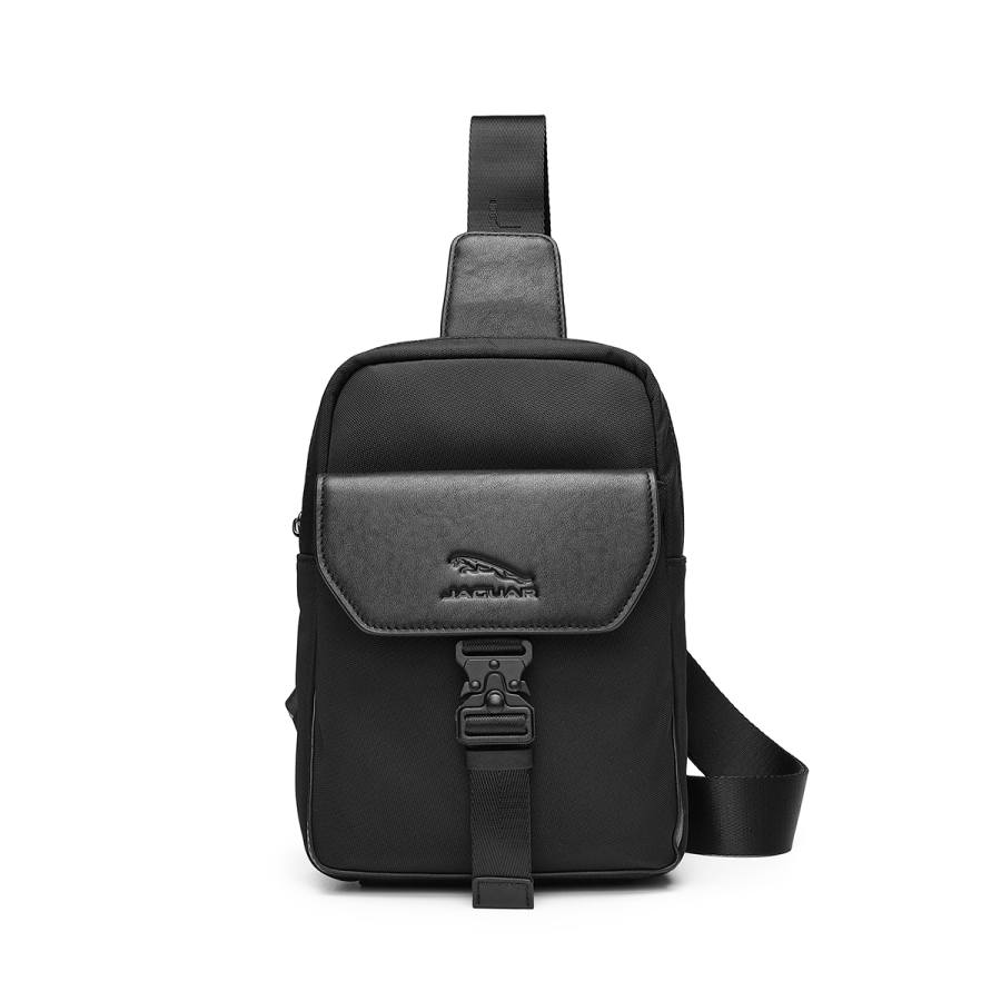 JAGUAR Cow Leather Crossbody Bag, Backpack, Sling Bag Medium Men's Black