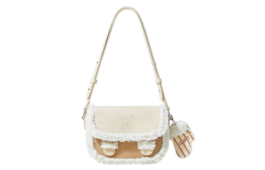 Miffy PU With Wool Shoulder Bag, Crossbody Bag Regular Women's Ecru & Brown