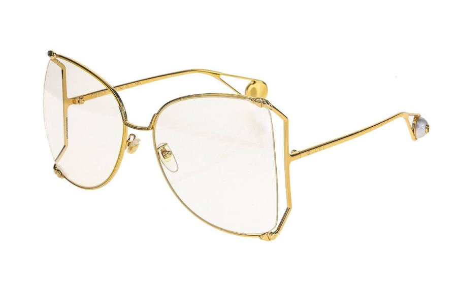 GUCCI Irregular Shape Sunglasses Women's Gold