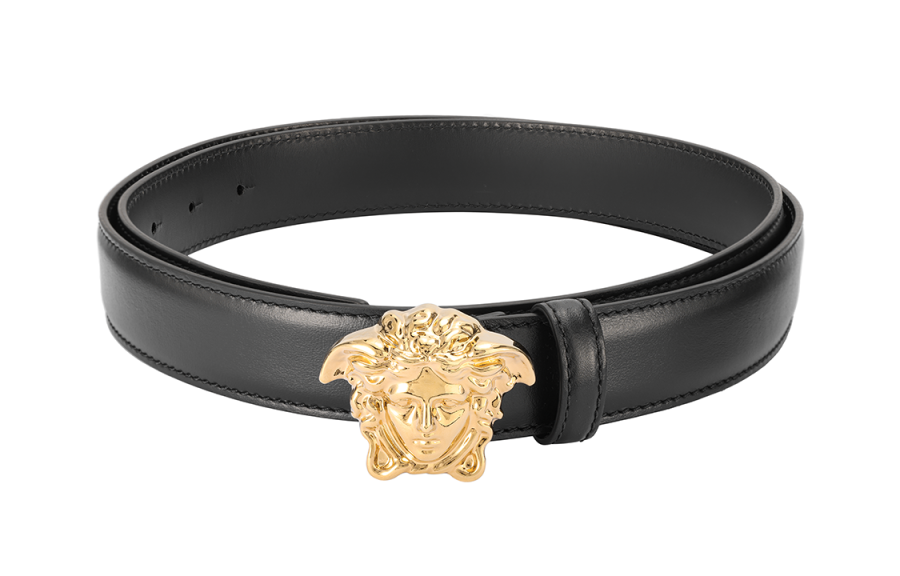 VERSACE VERSACE Cow Leather Belts Men's Black Width 3cm