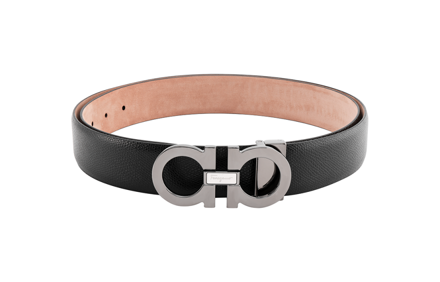 Ferragamo FERRAGAMO Cow Leather Belts Men's Black Width 3.5cm
