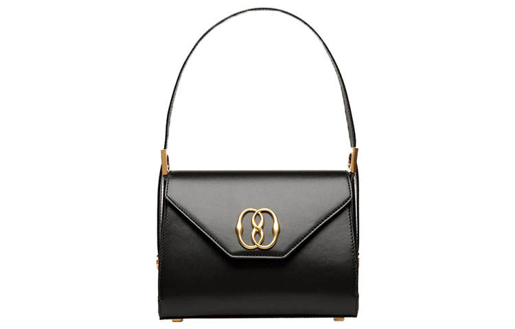 BALLY Emblem Calfskin Square Bag, One Shoulder Handbag Women's Black