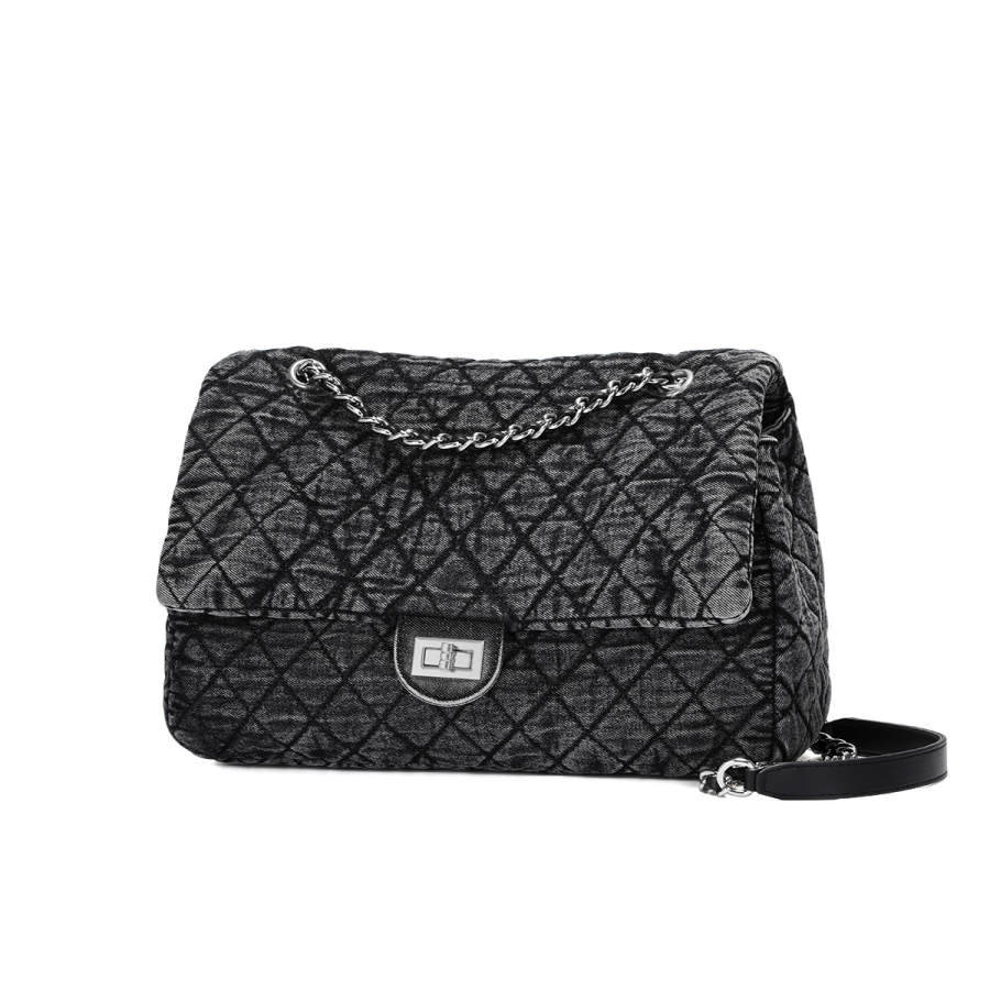 CASSILE Denim Unisex One Shoulder Crossbody Hobo Bag Large Women's Volcanic Ash