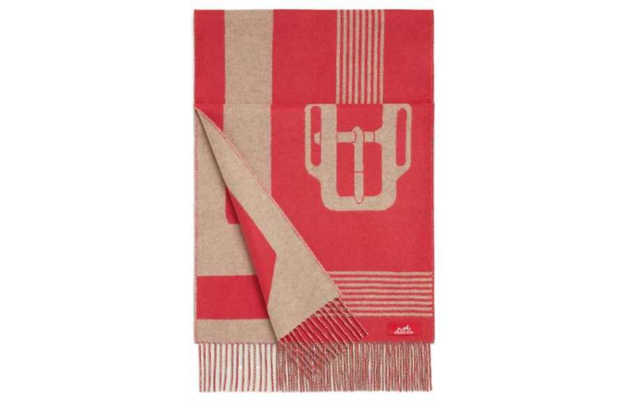 HERMES HERMES Casaque Knit Scarves Women's Red