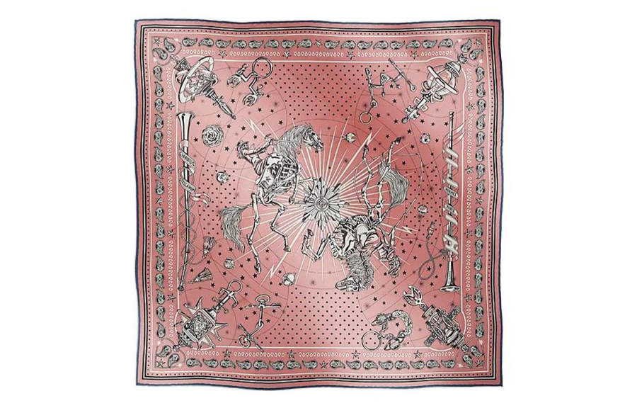 HERMES HERMES Patterned Print Scarves Women's Pink