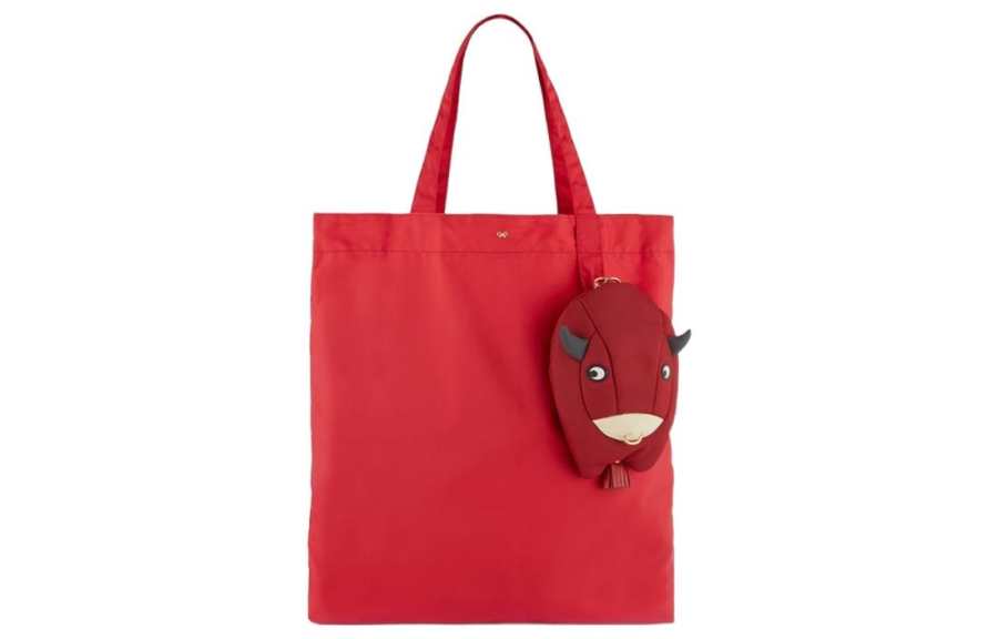 Anya Hindmarch Polyester With Polyamide Tote Bag, Shopping Bag, Shoulder Bag, Handbag Medium Women's Red