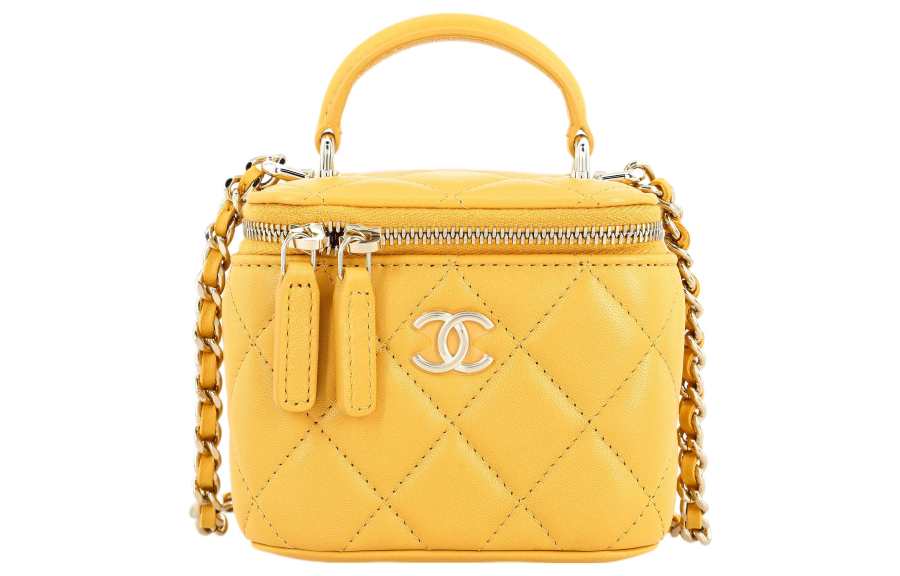 CHANEL Sheepskin Box Bag, Handbag, Shoulder Bag, Crossbody Bag Women's Bright Yellow