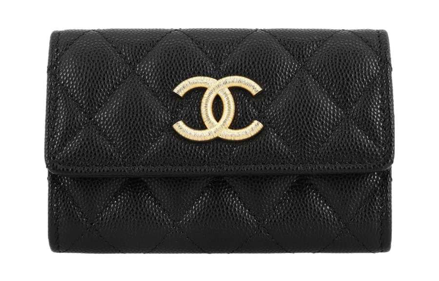 CHANEL Caviar Calfskin Card Holder Women's Black