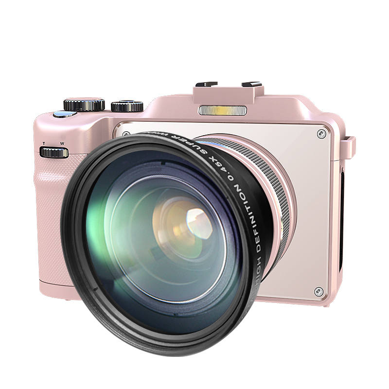 Komery DW32 Digital Cameras 128G HD Students Entry Level Videography Camera Travel Wide Angle Lenses Pink