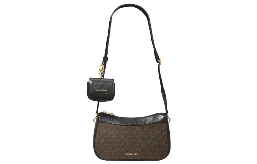MICHAEL KORS Jet Set Artificial Leather With Cow Leather Crossbody Bags Medium Women's Dark Brown/Black