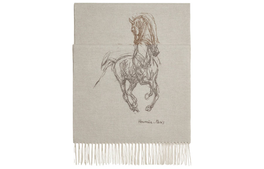 HERMES HERMES Knit Scarves Unisex Ecru