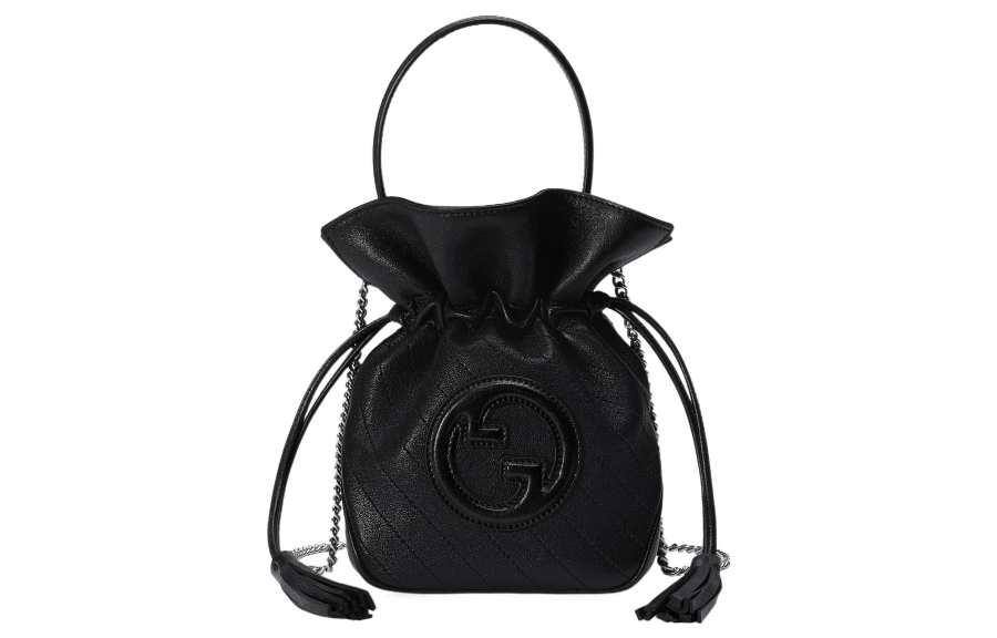 GUCCI Blondie Leather Bucket Bag, Shoulder Bag, Crossbody Bag, Handbag Mini Women's Black
