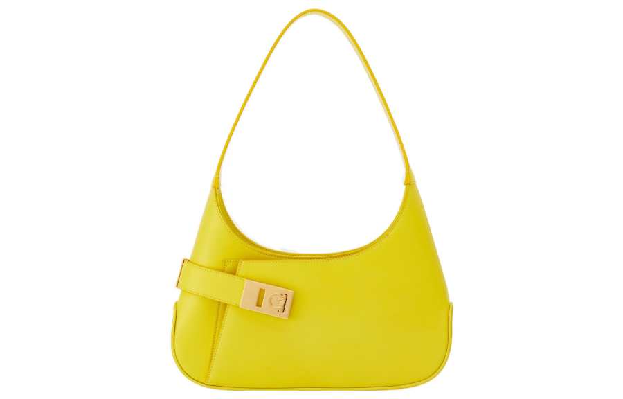 FERRAGAMO Smooth Calfskin Handbag, Shoulder Bag Women's Yellow