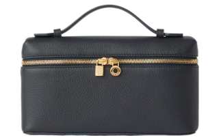 Loro Piana ExtraPocket Leather Makeup Bag Small Square Bag Handbag, Shoulder Bag Regular Women's Marine Blue