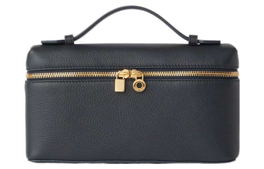Loro Piana ExtraPocket Leather Makeup Bag Small Square Bag Handbag, Shoulder Bag Regular Women's Marine Blue