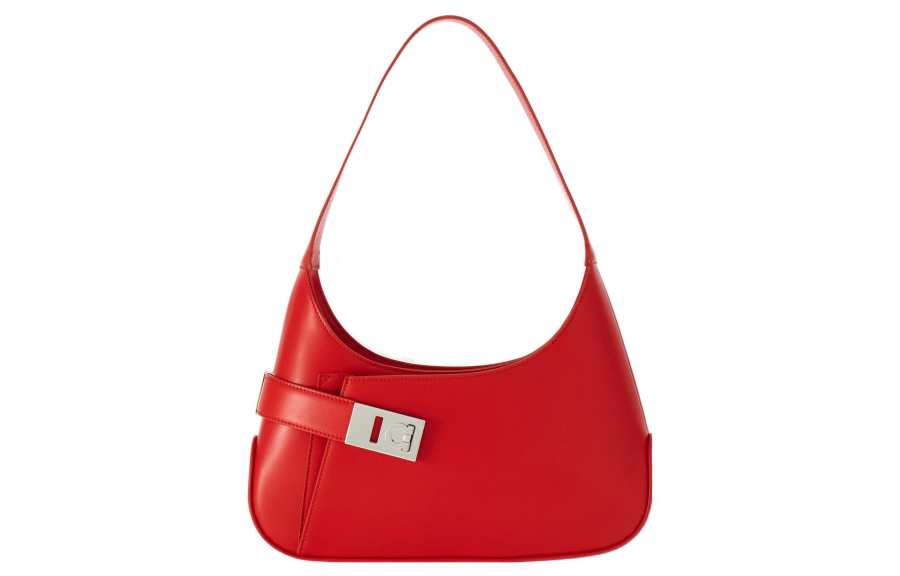 FERRAGAMO Smooth Calfskin Handbag, Shoulder Bag Medium Women's Red