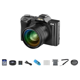 CAIZU DC201A Digital Cameras Students Entry Level 4K HD Entry Level Vlog Recording Travel Special, Wide Angle Lens Set