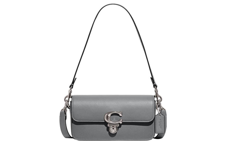 COACH Studio Glove Tanned Leather Baguette Bag Crossbody Bag, Shoulder Bag Small Women's Gray