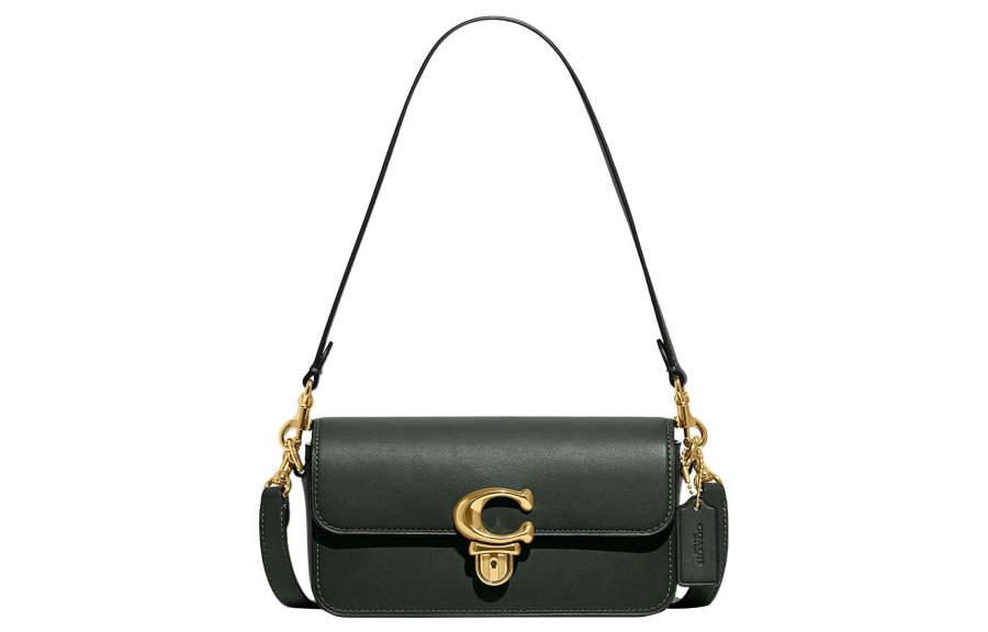 COACH Studio Glove Tanned Leather Baguette Bag Crossbody Bag, Shoulder Bag Small Women's Olive Green