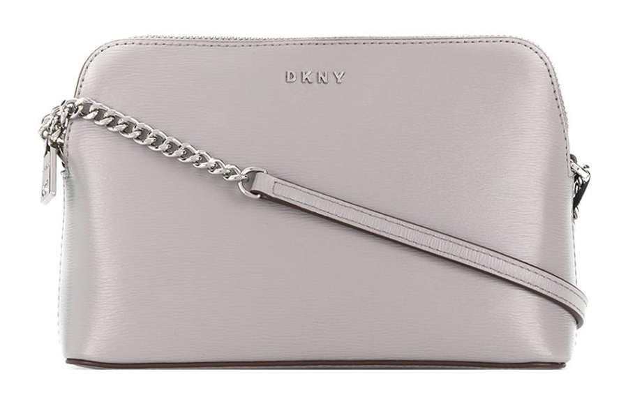 DKNY Calfskin Crossbody Bag, Shoulder Bag Regular Women's Light Gray