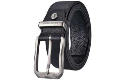 Hush Puppies Metal Pin Buckle, Youthful Accessories Top Grain Cow Leather Belts Men's Black Width 3.7cm