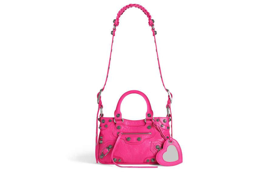 Balenciaga Neo Cagole Lambskin One Shoulder Handbag Small Women's Bright Pink