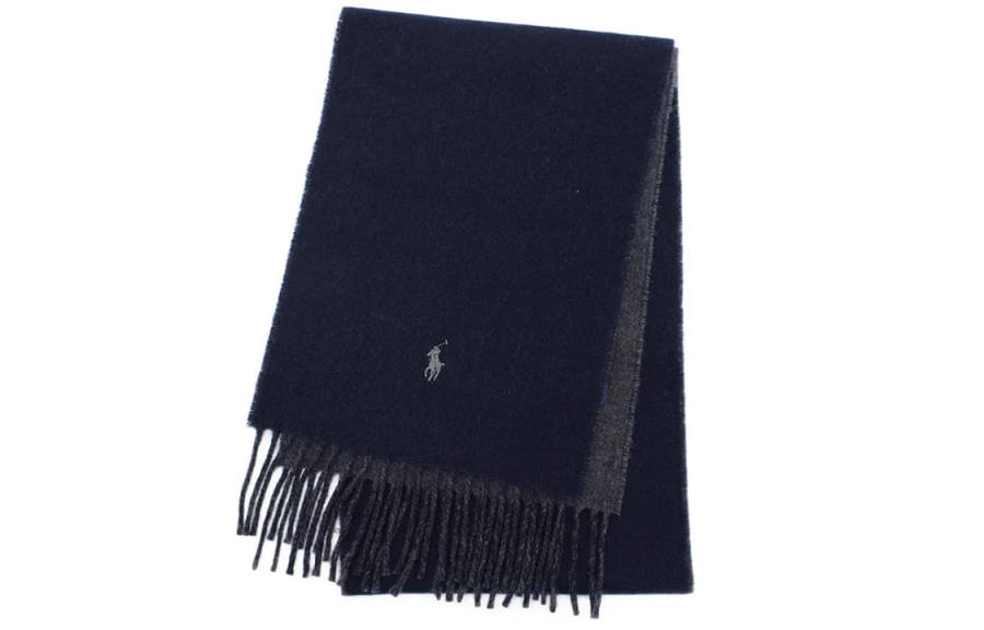 Polo Ralph Lauren Wool, Nylon Knit Scarves Unisex Marine Blue/Charcoal Gray