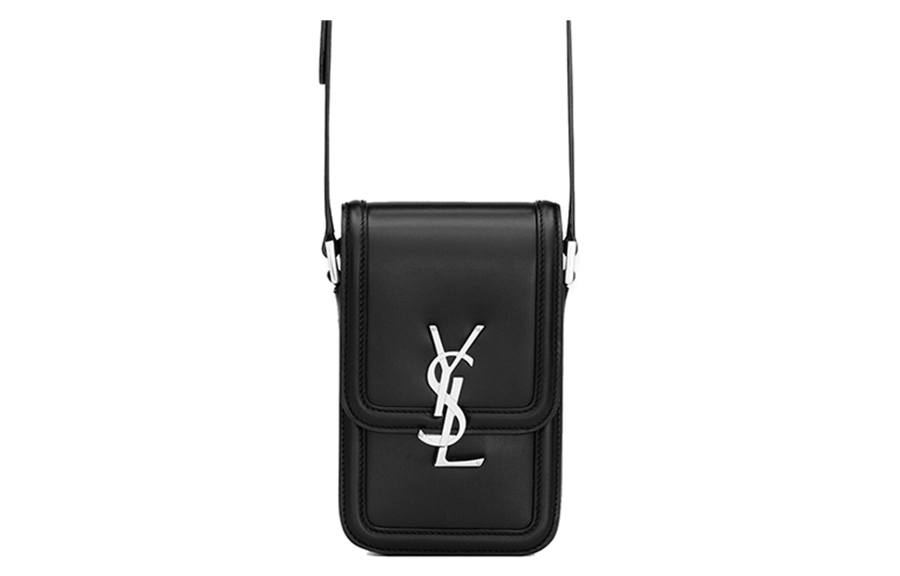 SAINT LAURENT SOLFERINO Smooth Leather Shoulder Bag, Crossbody Bag Mini Men's Black