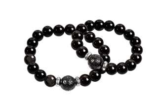 SIMPLE JOYS Natural Obsidian Beaded Bracelets Unisex