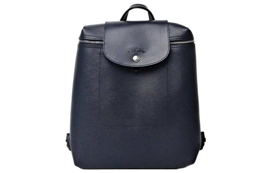 LONGCHAMP Le Pliage City Coated Canvas With Leather Trim Backpack Medium Unisex Marine Blue