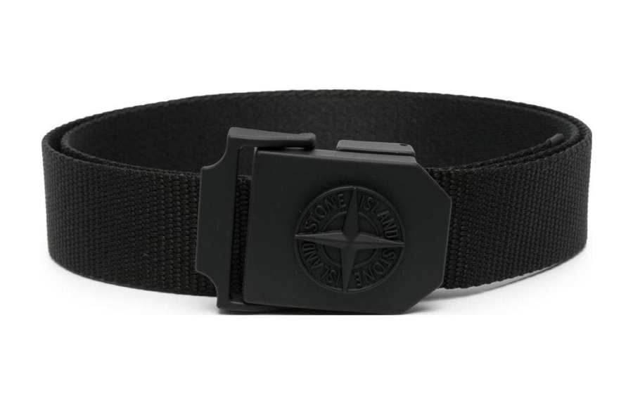 Stone Island logo-buckle tape belt