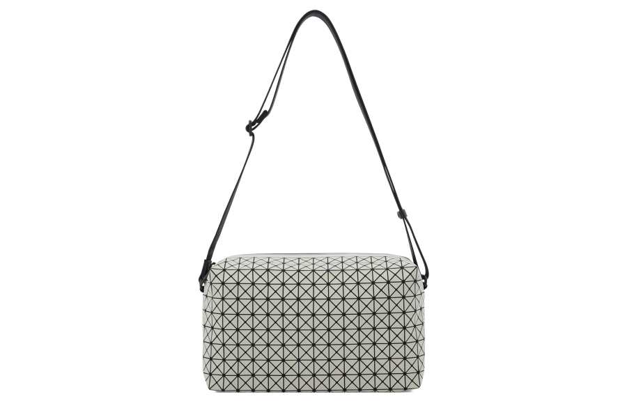 ISSEY MIYAKE Saddle Nylon Box Bag, Shoulder Bag, Crossbody Bag Medium Unisex Light Gray
