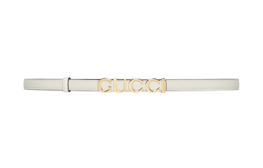 GUCCI GUCCI Leather Belts Women's White Width 1.5cm