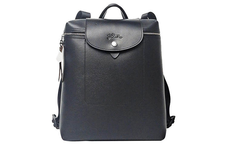 LONGCHAMP LONGCHAMP Le Pliage Canvas With Leather Trim Backpack Medium Unisex Black