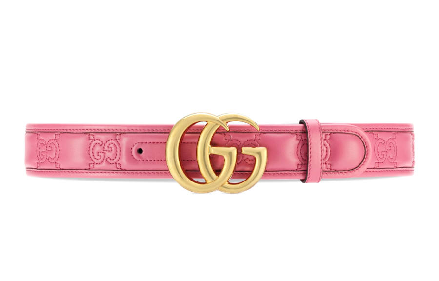 GUCCI GG Marmont Leather Belts Women's Pink Width 4cm