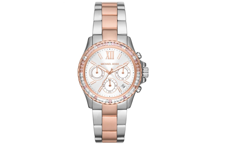 MICHAEL KORS Everest Wrist Watches Quartz Movement Stainless Steel Strap 36mm Silver Dial Women's Watch