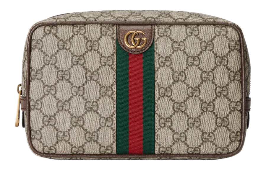 GUCCI Savoy Canvas Toiletry Bag Women's Beige/Ebony