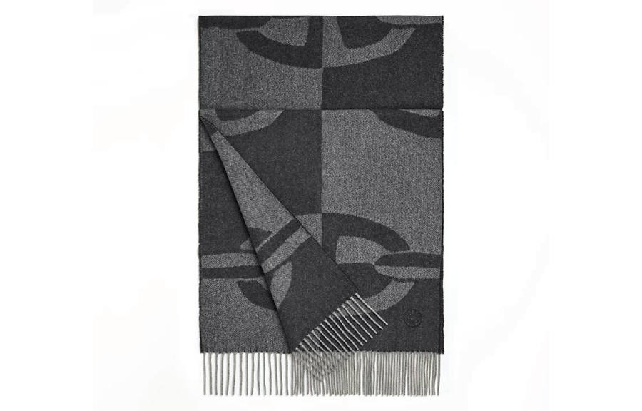 HERMES HERMES Knit Scarves Unisex Gray