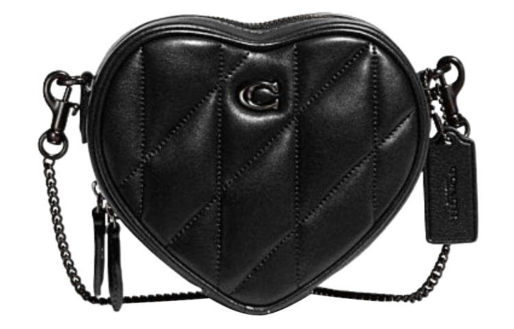 COACH Heart Sheepskin With Cow Leather Shoulder Bag, Crossbody Bag Mini Women's Black