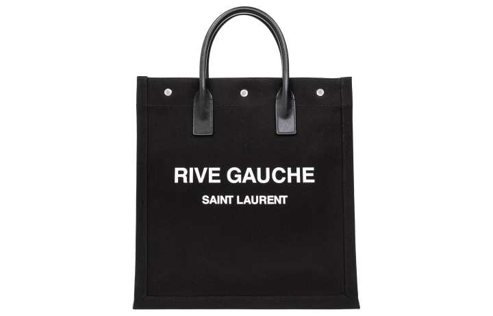 SAINT LAURENT SAINT LAURENT Rive Gauche Canvas With Calfskin Tote Bag, Shopping Bag, Canvas Bag, Handbag Men's Black