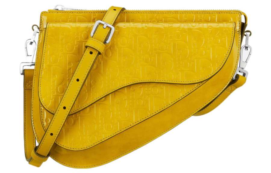 DIOR DIOR Oblique Gravity Leather Saddle Bag Handbag, Shoulder Bag Men's Yellow