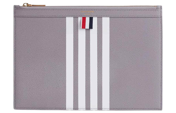 THOM BROWNE THOM BROWNE· Pebble Texture Calfskin Coin Purse, Clutch Small Men's Gray